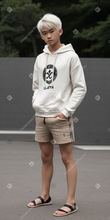 Japanese teenager boy with  white hair