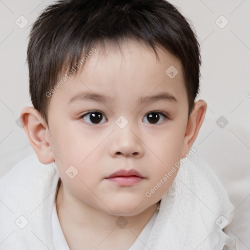 Neutral white child male with short  brown hair and brown eyes