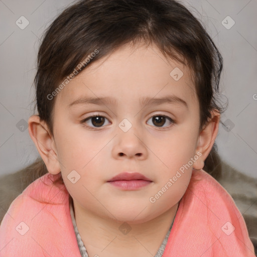 Neutral white child female with medium  brown hair and brown eyes