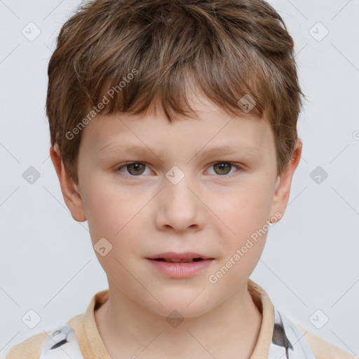 Neutral white child male with short  brown hair and brown eyes