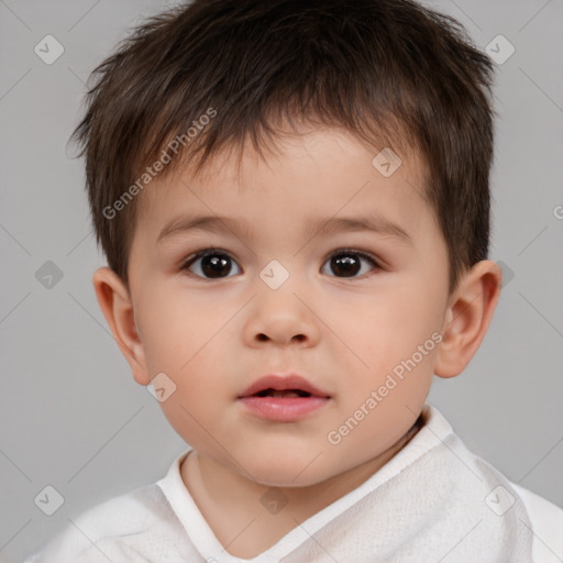 Neutral white child male with short  brown hair and brown eyes