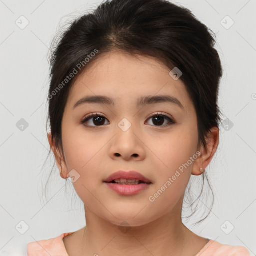 Neutral asian child female with medium  brown hair and brown eyes