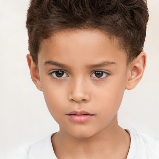 Neutral white child male with short  brown hair and brown eyes