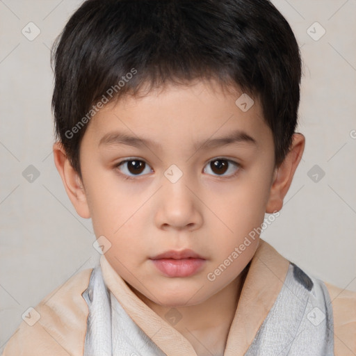 Neutral white child male with short  brown hair and brown eyes