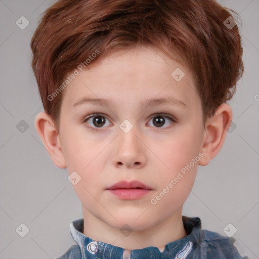 Neutral white child male with short  brown hair and brown eyes