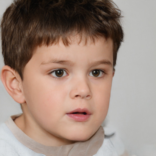 Neutral white child male with short  brown hair and brown eyes