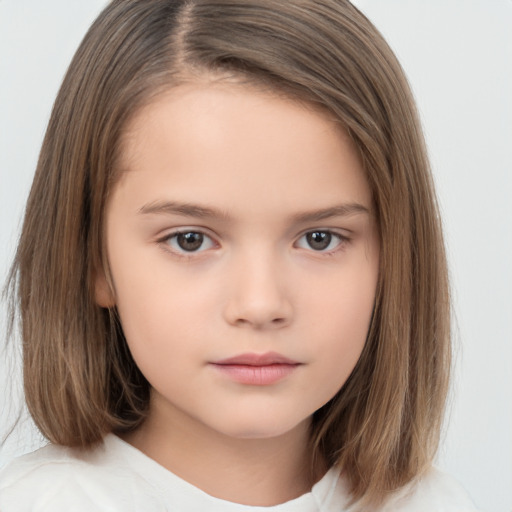 Neutral white child female with medium  brown hair and brown eyes