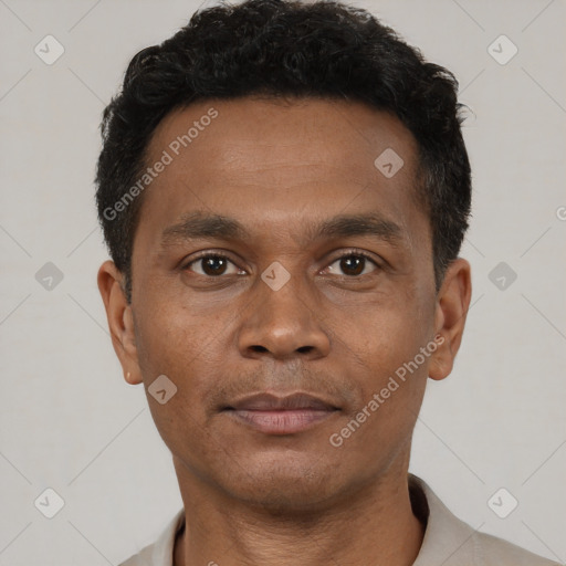 Neutral latino young-adult male with short  brown hair and brown eyes