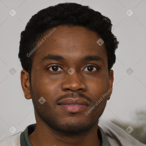 Neutral black young-adult male with short  brown hair and brown eyes