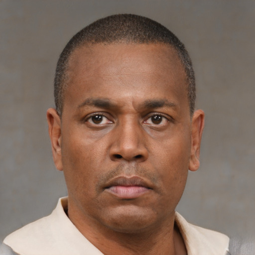 Neutral latino adult male with short  brown hair and brown eyes