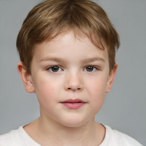 Neutral white child male with short  brown hair and brown eyes