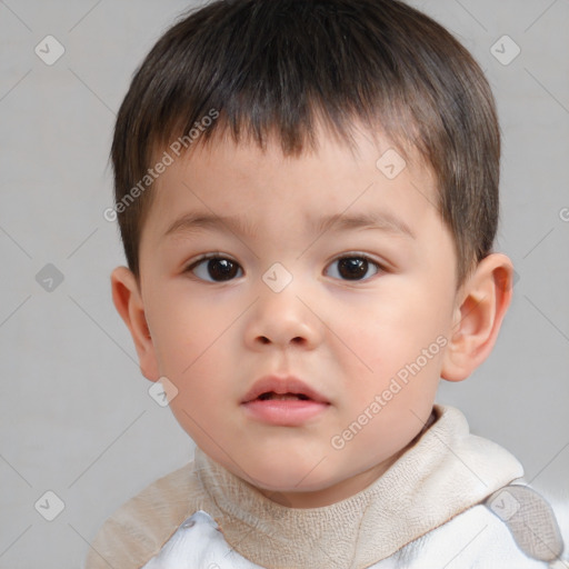 Neutral white child male with short  brown hair and brown eyes