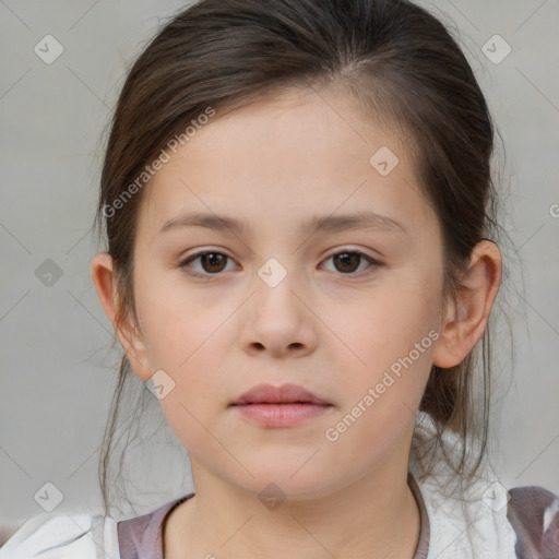 Neutral white child female with medium  brown hair and brown eyes