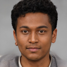 Neutral latino young-adult male with short  brown hair and brown eyes