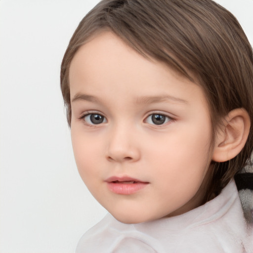 Neutral white child female with medium  brown hair and brown eyes