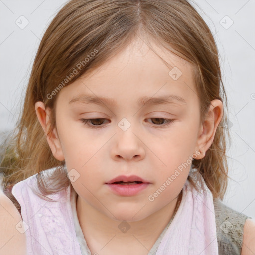 Neutral white child female with medium  brown hair and brown eyes