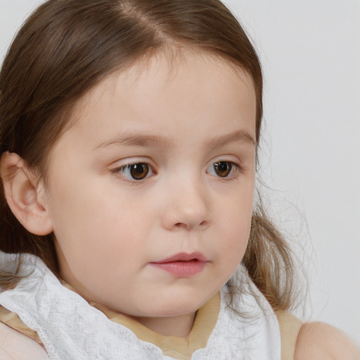 Neutral white child female with medium  brown hair and brown eyes