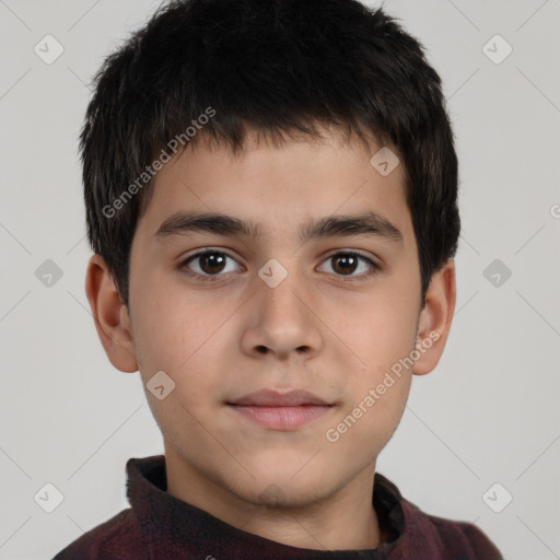 Neutral white child male with short  brown hair and brown eyes