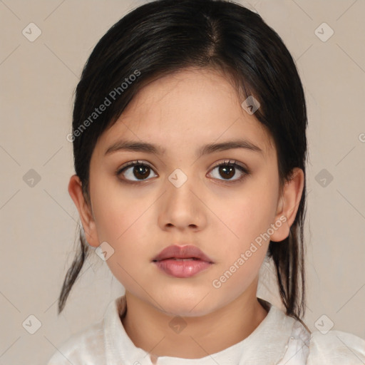 Neutral asian young-adult female with medium  brown hair and brown eyes