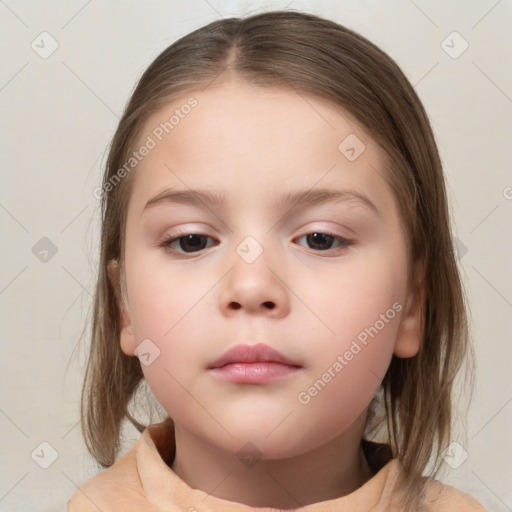 Neutral white child female with medium  brown hair and brown eyes