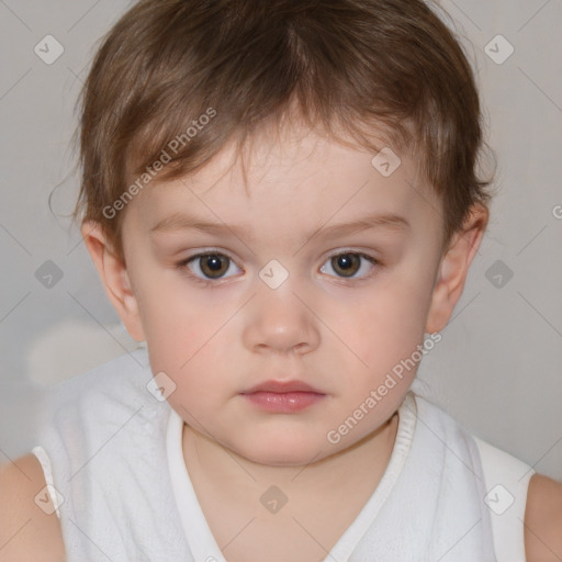 Neutral white child male with short  brown hair and brown eyes