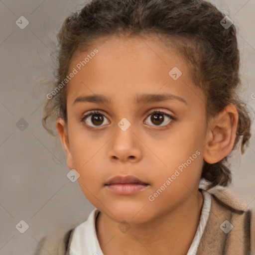 Neutral white child female with short  brown hair and brown eyes