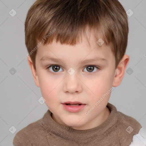 Neutral white child male with short  brown hair and brown eyes