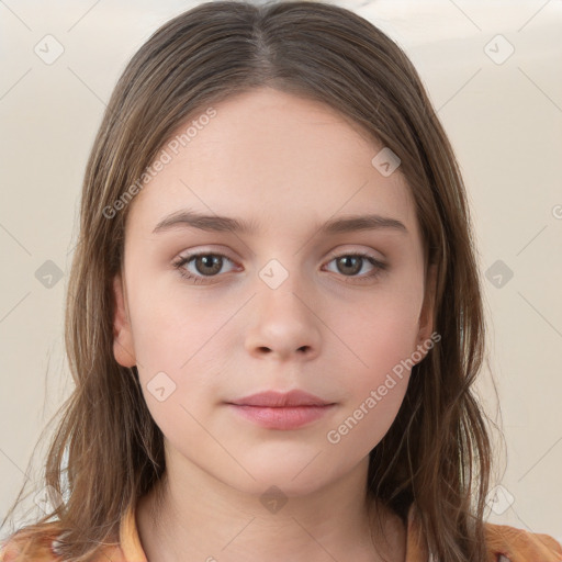 Neutral white child female with medium  brown hair and brown eyes