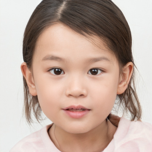 Neutral white child female with medium  brown hair and brown eyes