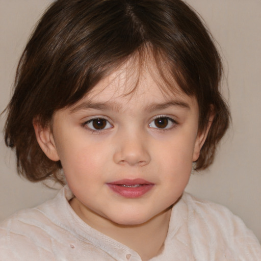 Neutral white child female with medium  brown hair and brown eyes