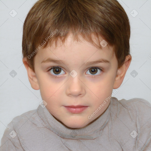 Neutral white child male with short  brown hair and brown eyes