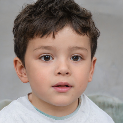 Neutral white child male with short  brown hair and brown eyes