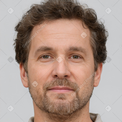 Neutral white adult male with short  brown hair and brown eyes