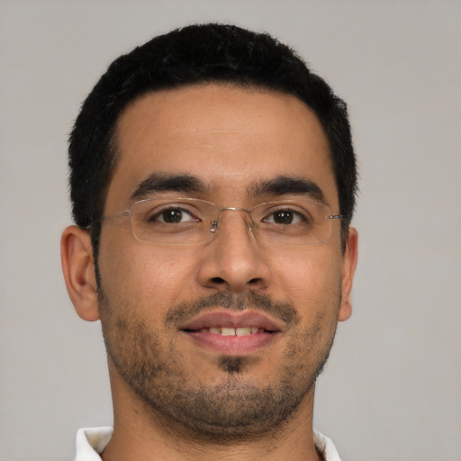 Neutral asian young-adult male with short  brown hair and brown eyes