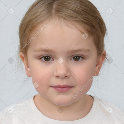 Neutral white child female with medium  brown hair and brown eyes