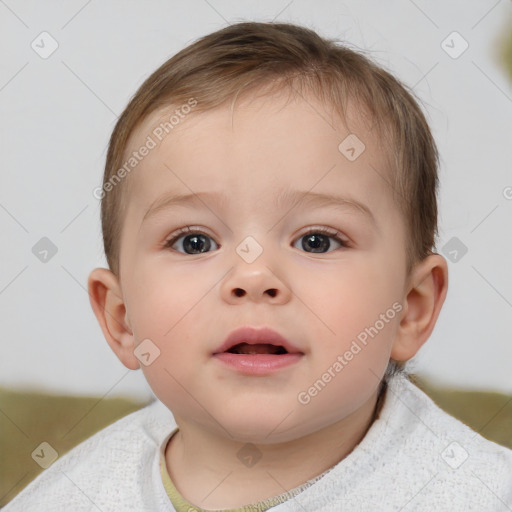 Neutral white child female with short  brown hair and brown eyes