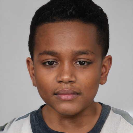 Neutral black child male with short  brown hair and brown eyes