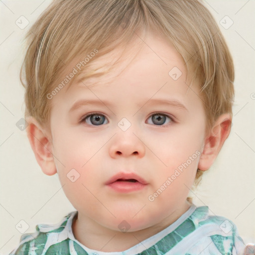 Neutral white child female with short  brown hair and blue eyes