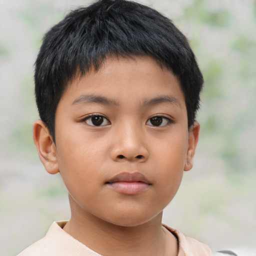 Neutral asian child female with short  brown hair and brown eyes