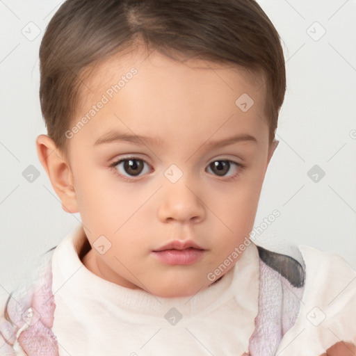 Neutral white child female with short  brown hair and brown eyes