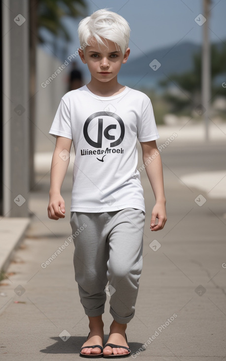 Albanian child boy with  white hair