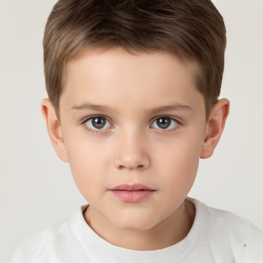 Neutral white child male with short  brown hair and brown eyes