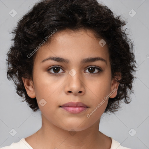 Neutral white child female with medium  brown hair and brown eyes