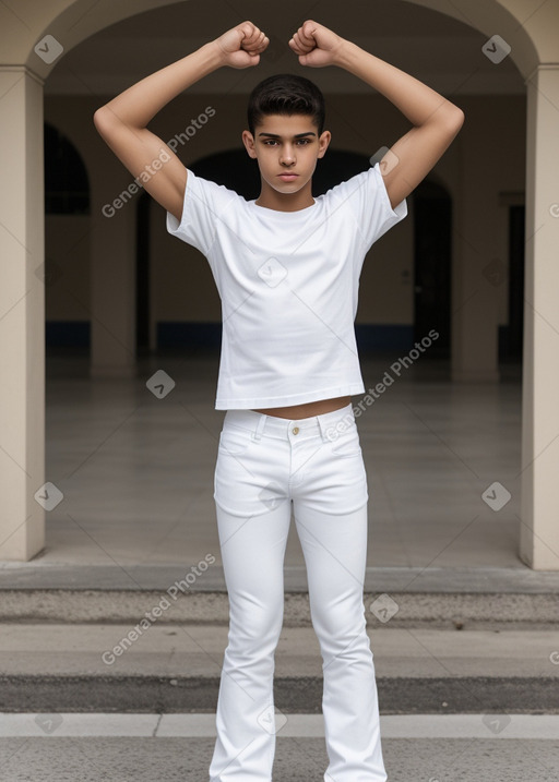 Cuban teenager boy with  white hair