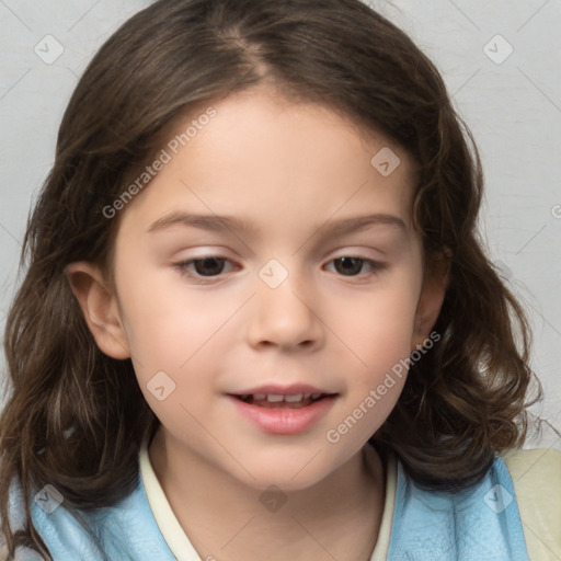 Neutral white child female with medium  brown hair and brown eyes