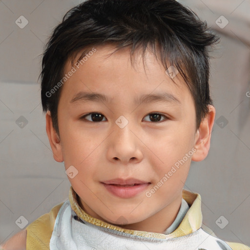 Neutral white child male with short  brown hair and brown eyes