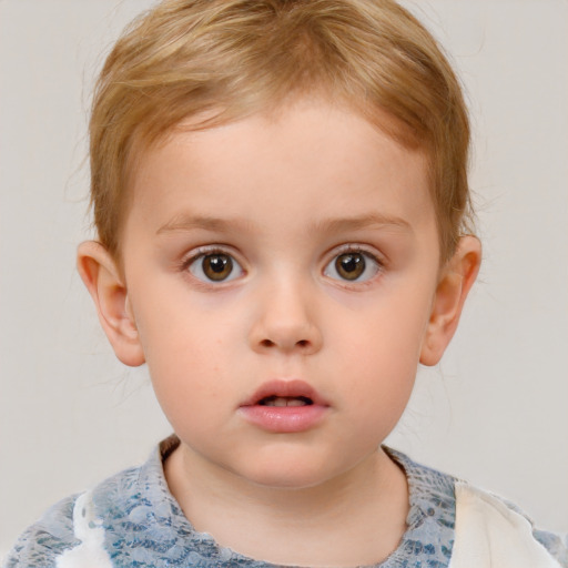 Neutral white child male with short  brown hair and brown eyes