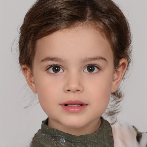 Neutral white child female with medium  brown hair and brown eyes