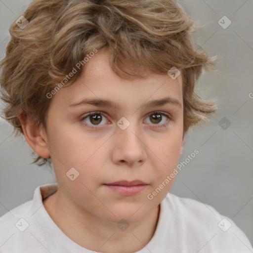 Neutral white child female with short  brown hair and brown eyes