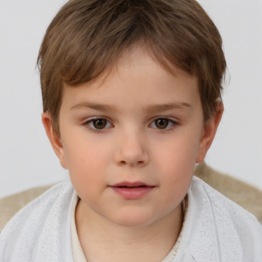 Neutral white child female with short  brown hair and brown eyes